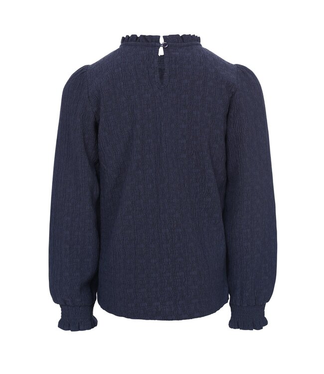 LOOXS Little winter crinckle top meisjes - donker blauw - ruffle