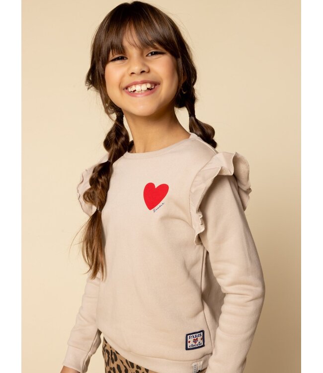 LOOXS Little winter sweater meisjes - zand - ruffle