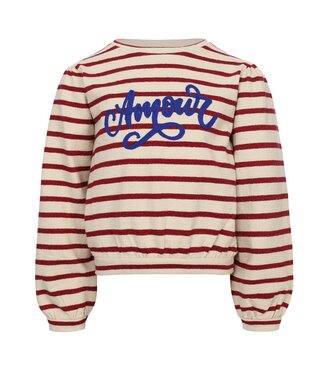 LOOXS Little winter sweater meisjes - rood - gestreept/lurex