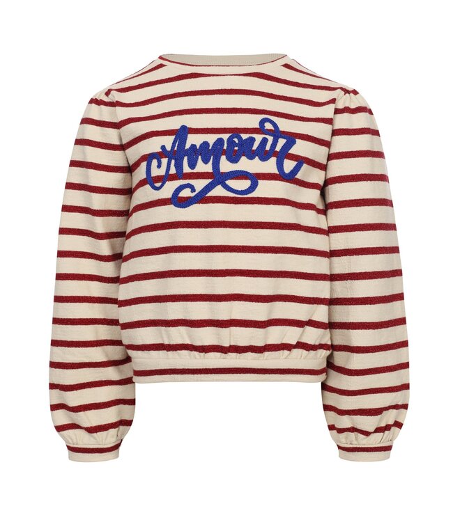 LOOXS Little winter sweater meisjes - rood - gestreept/lurex