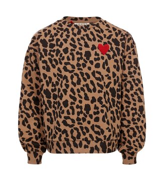 LOOXS Little winter sweater meisjes - bruin - luipaard