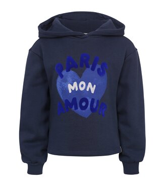 LOOXS Little winter sweater meisjes - donker blauw - ruffle/met capuchon