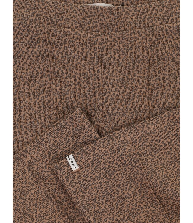 LOOXS Little winter flare broek meisjes - bruin - mini luipaard/rib