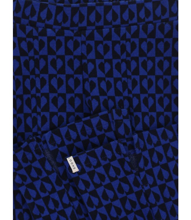 LOOXS Little winter flare broek meisjes - blauw - hartjes/jaquard