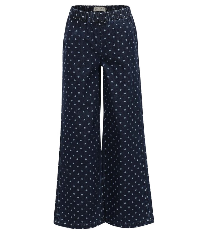LOOXS Little winter denim wide leg broek meisjes - blauw - hart