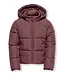 Kids ONLY winter winterjas meisjes - rood bruin - KogJuta - puffer - capuchon