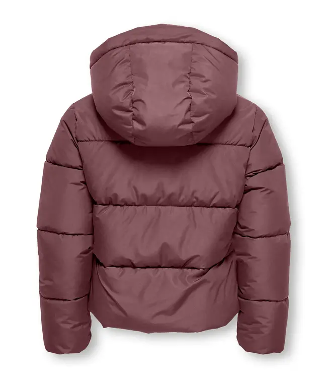 Kids ONLY winter winterjas meisjes - rood bruin - KogJuta - puffer - capuchon