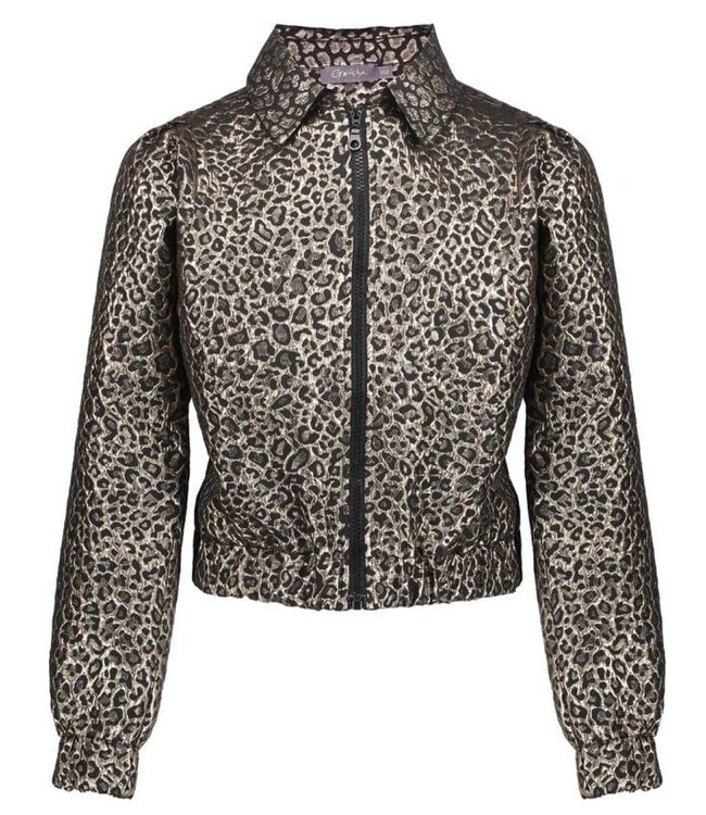 Geisha winter jas meisjes - goud/zwart - metallic, luipaard