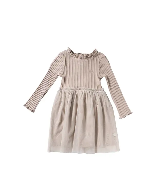 Your wishes winter jurk meisjes - grijs - rib, gebreid