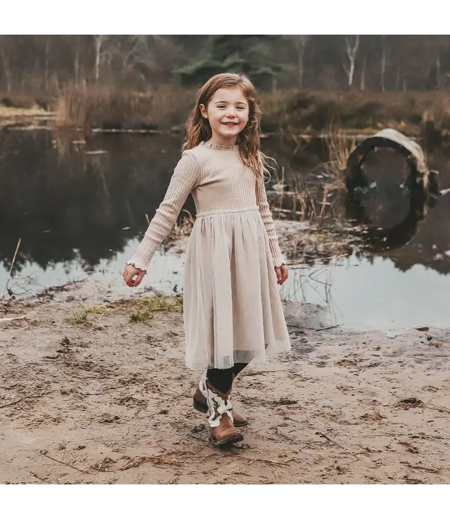 Your wishes winter jurk meisjes - grijs - rib, gebreid