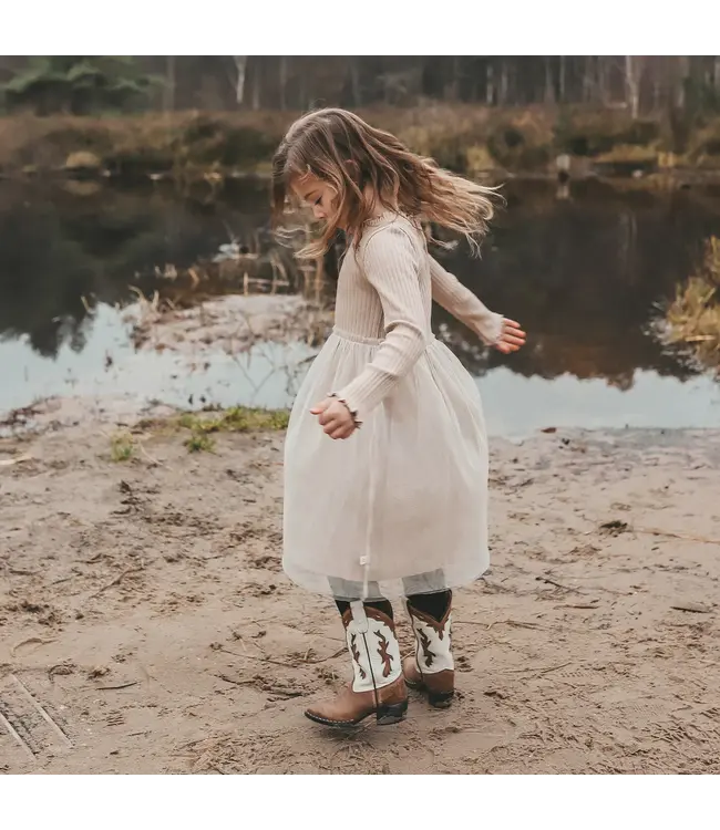 Your wishes winter jurk meisjes - grijs - rib, gebreid