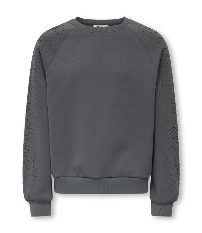 Kids ONLY winter sweater meisjes - grijs - KogZenna - oversize fit, glitter steentjes