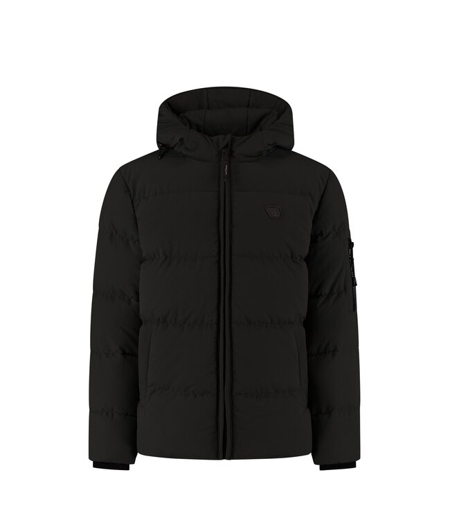 Ballin winter winterjas jongens - zwart - gewatteerd - logo badge