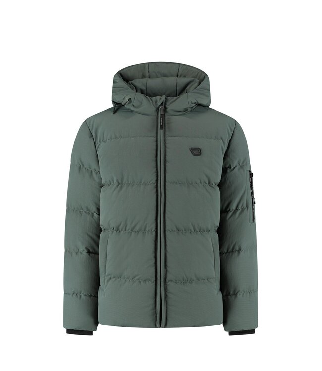 Ballin winter winterjas jongens - army groen - gewatteerd - logo badge