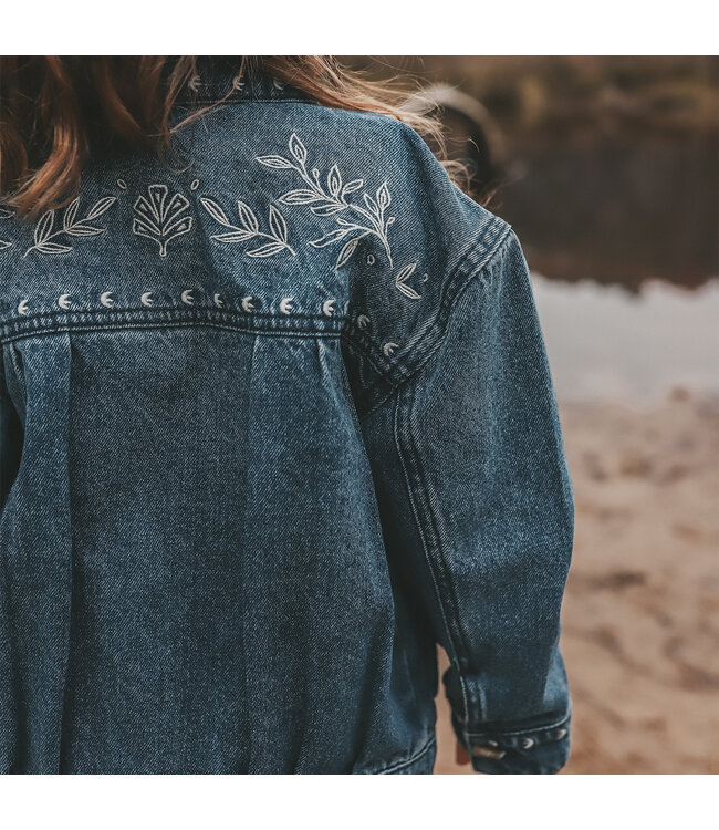 Your wishes winter jas meisjes - blauw - denim, bloem