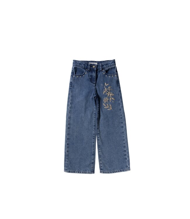 Your wishes winter jeansbroek meisjes - blauw - wide leg fit, bloem