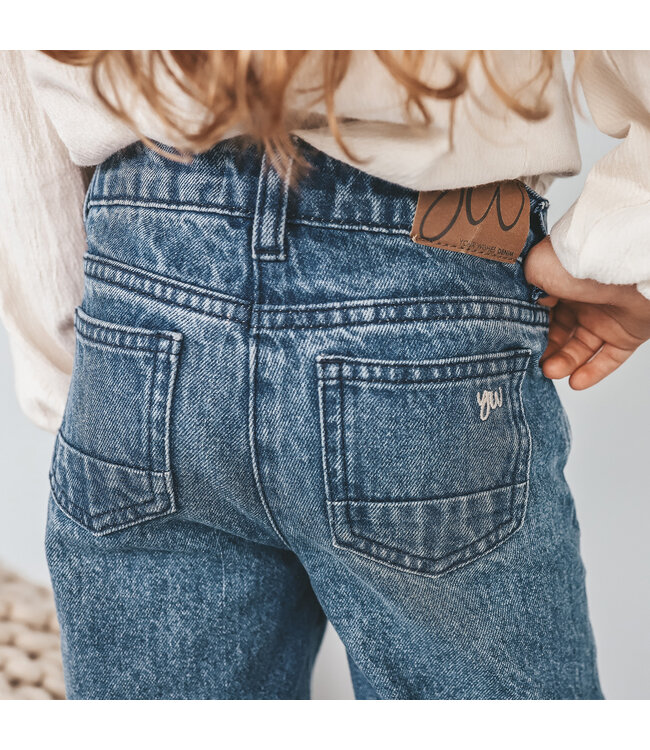 Your wishes winter jeansbroek meisjes - blauw - wide leg fit, bloem