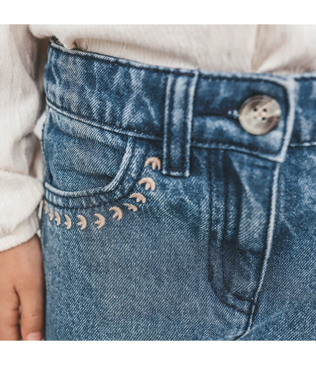 Your wishes winter jeansbroek meisjes - blauw - wide leg fit, bloem