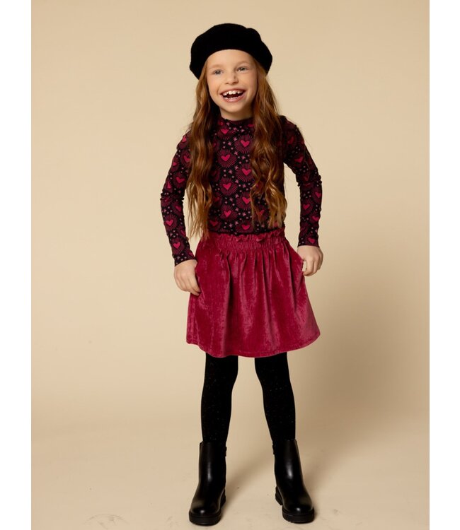 LOOXS Little winter t-shirt meisjes - bruin - harten/longsleeve