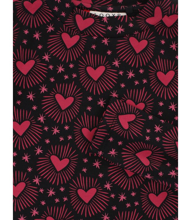 LOOXS Little winter t-shirt meisjes - bruin - harten/longsleeve