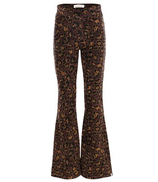 LOOXS Little winter velvet flare broek meisjes - bruin - luipaard