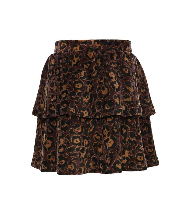 LOOXS Little winter velvet rok meisjes - bruin - luipaard