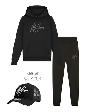 Malelions winter tracksuit jongens - zwart grijs - Essentials + GRATIS PET!