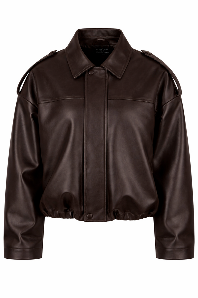 Leather look bomber