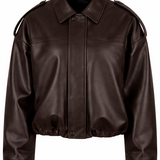 Leather look bomber