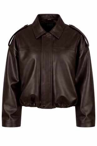 Leather look bomber