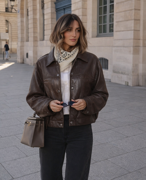 Pleather jacker brown TU