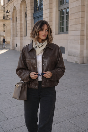 Pleather jacker brown TU