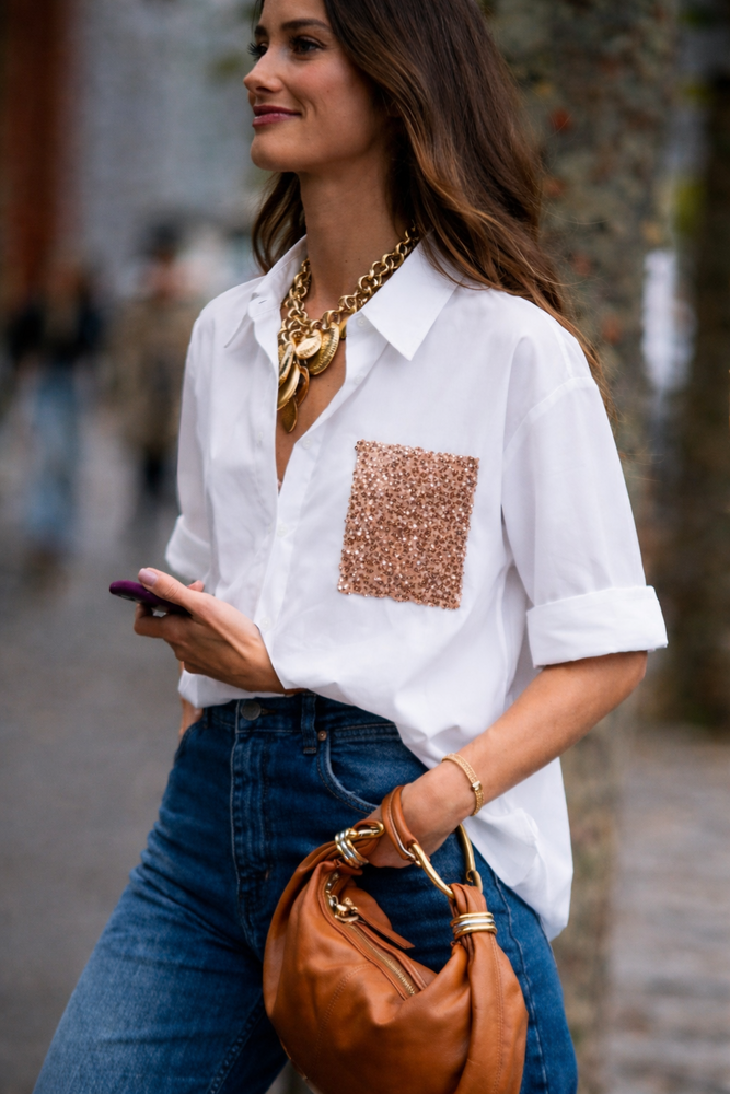 Blouse sparkle pocket TU