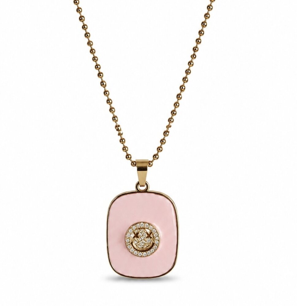 Smiley ketting Soft pink