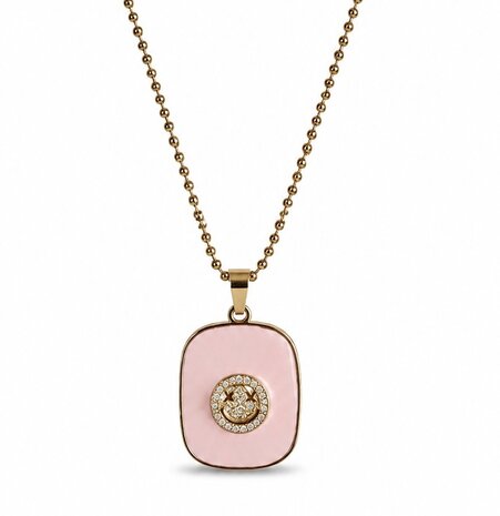 Smiley ketting Soft pink