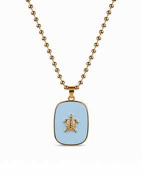 Turtle necklace light blue