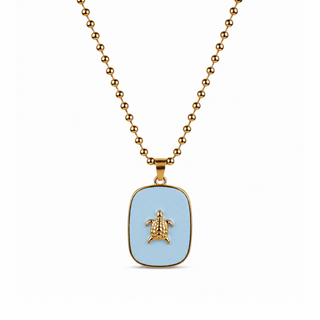 Turtle necklace light blue
