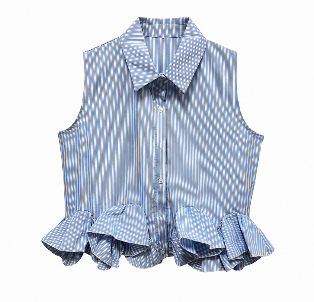 Blouse stripe ruffle TU
