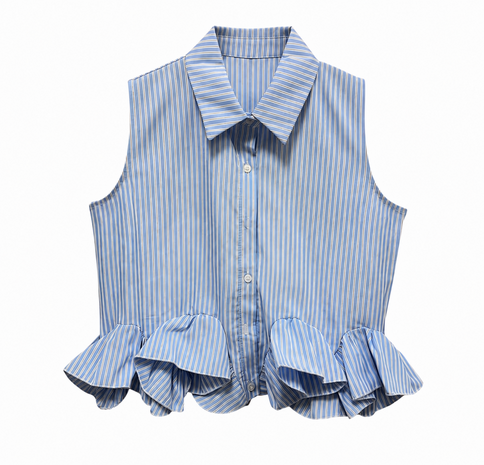 Blouse stripe ruffle TU