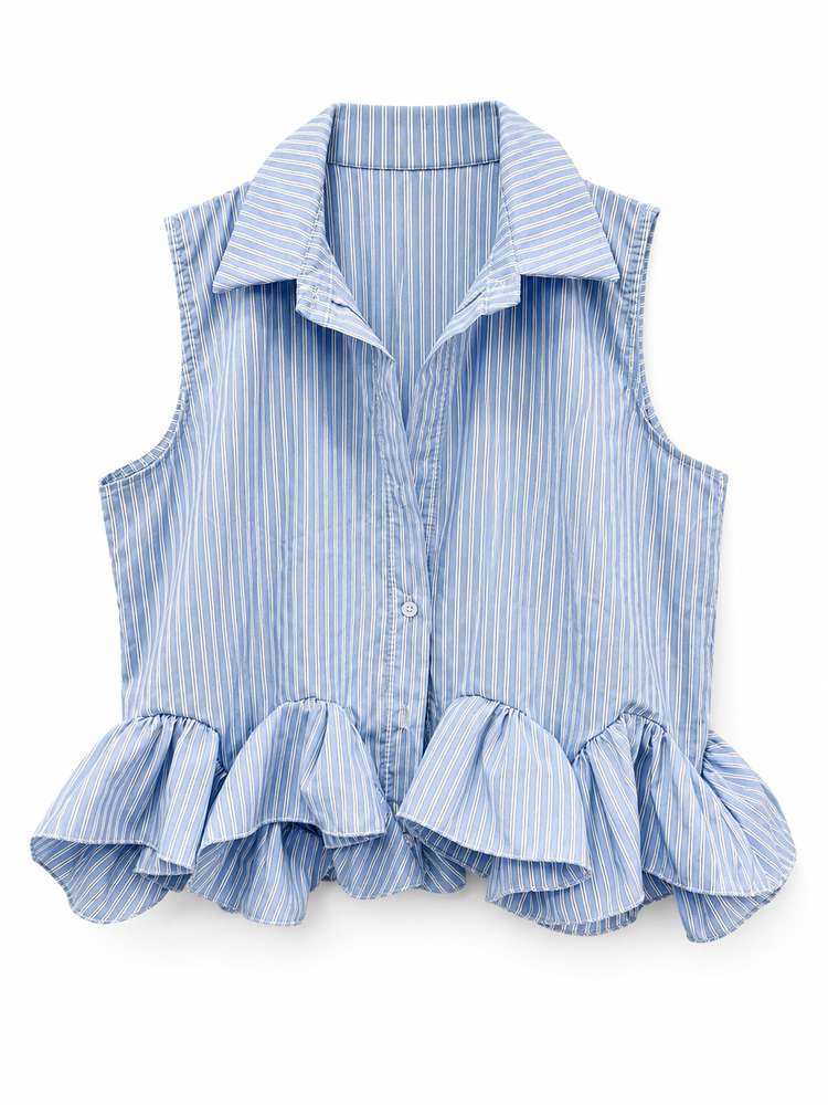 Blouse stripe ruffle TU
