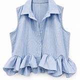 Blouse stripe ruffle TU
