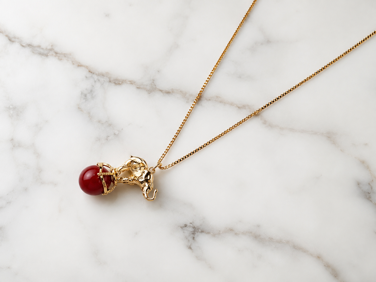 Ruby Elephant Necklace