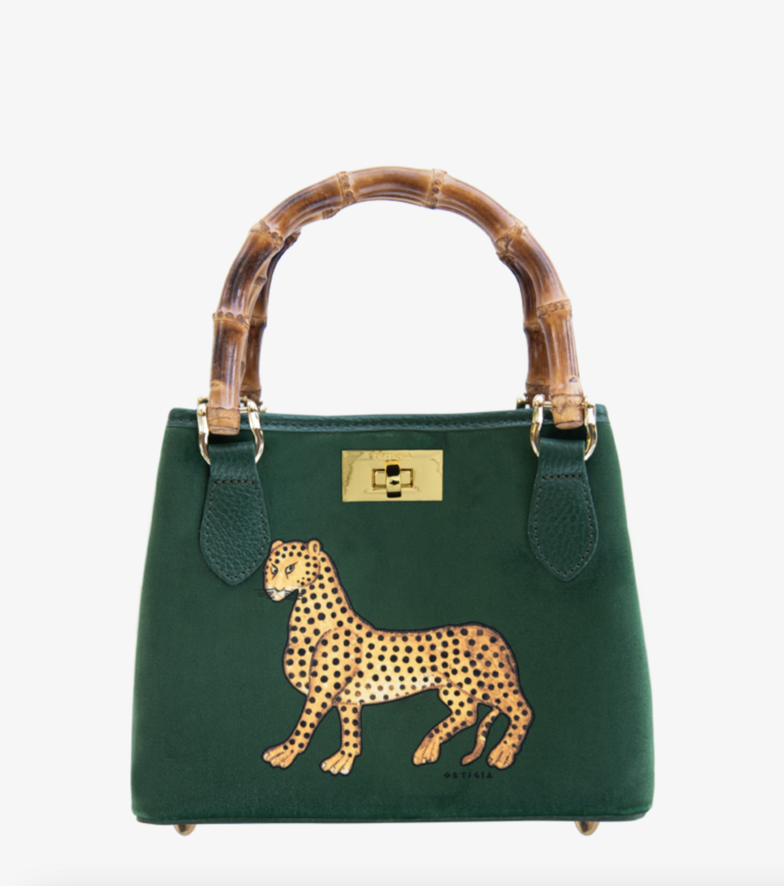 Velvet Bamboo Bag Green Jewel