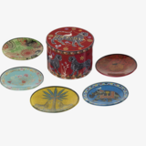 Tin 5 Glass Plates Tin 5 Glass Plates