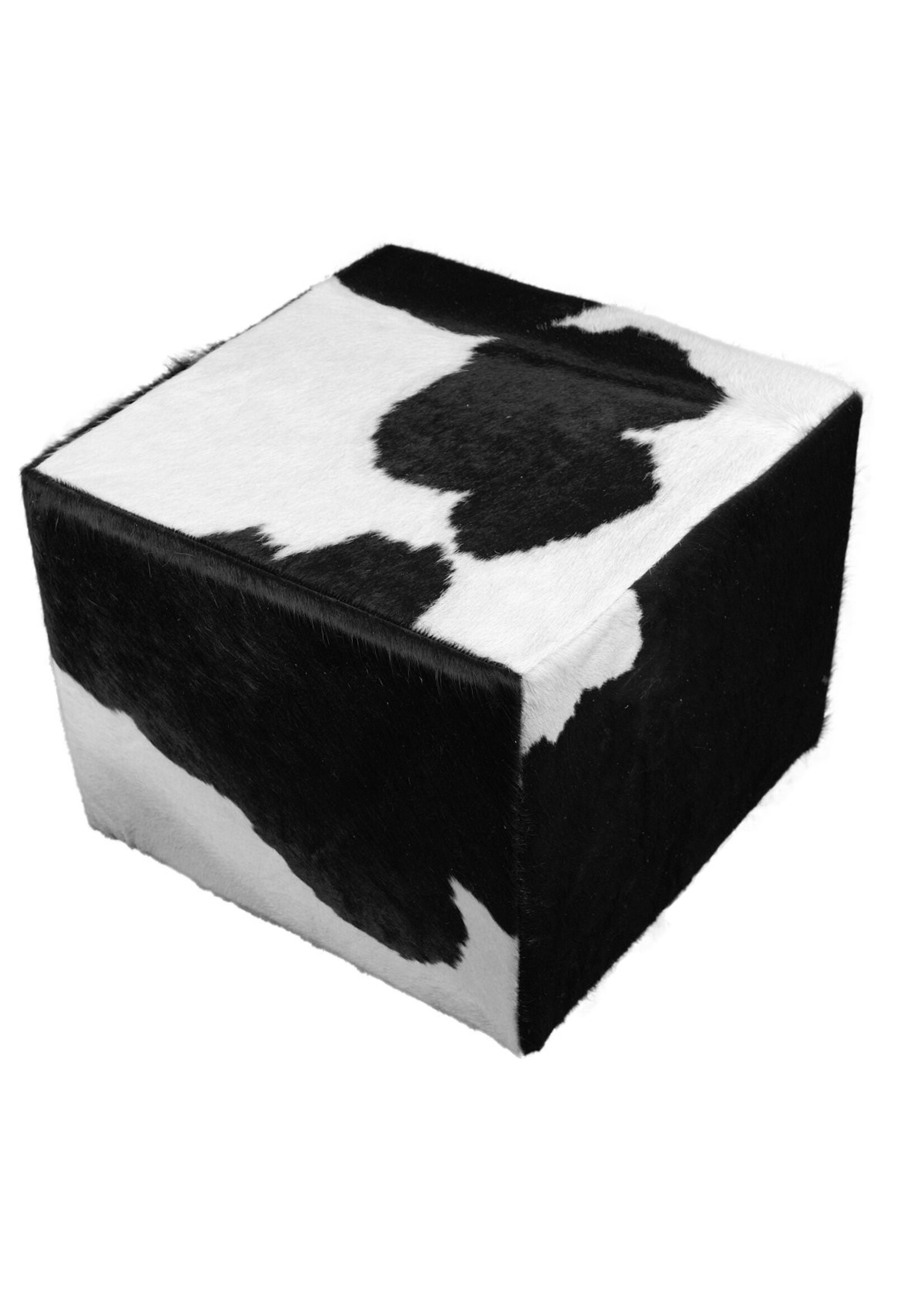 Van Buren sinds 1861 Pouf couvert de Peau de vache - Noir et blanc tacheté