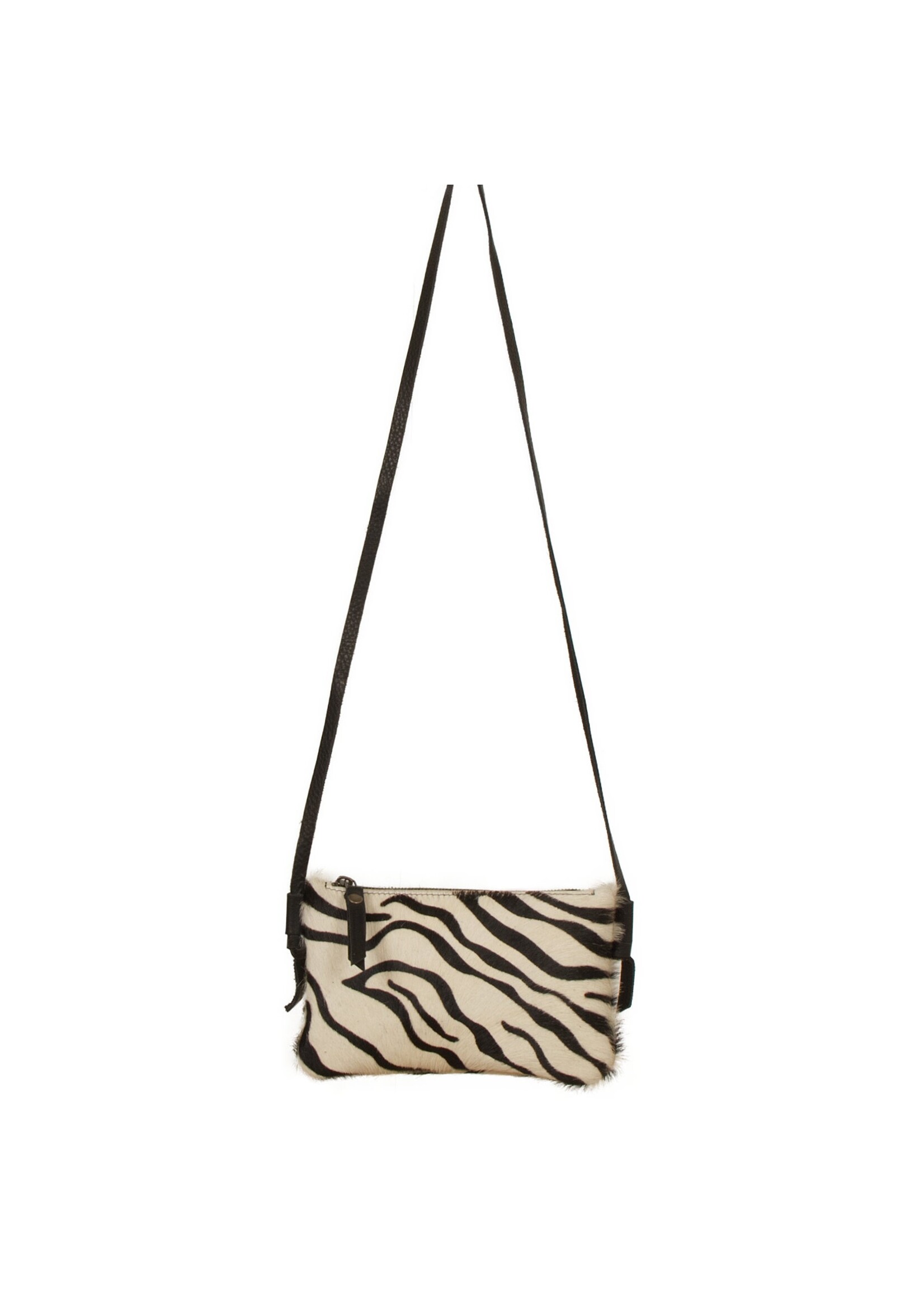 Van Buren sinds 1861 Crossbody van Zebra Print Koeienhuid met Zwart Lederen Polsband