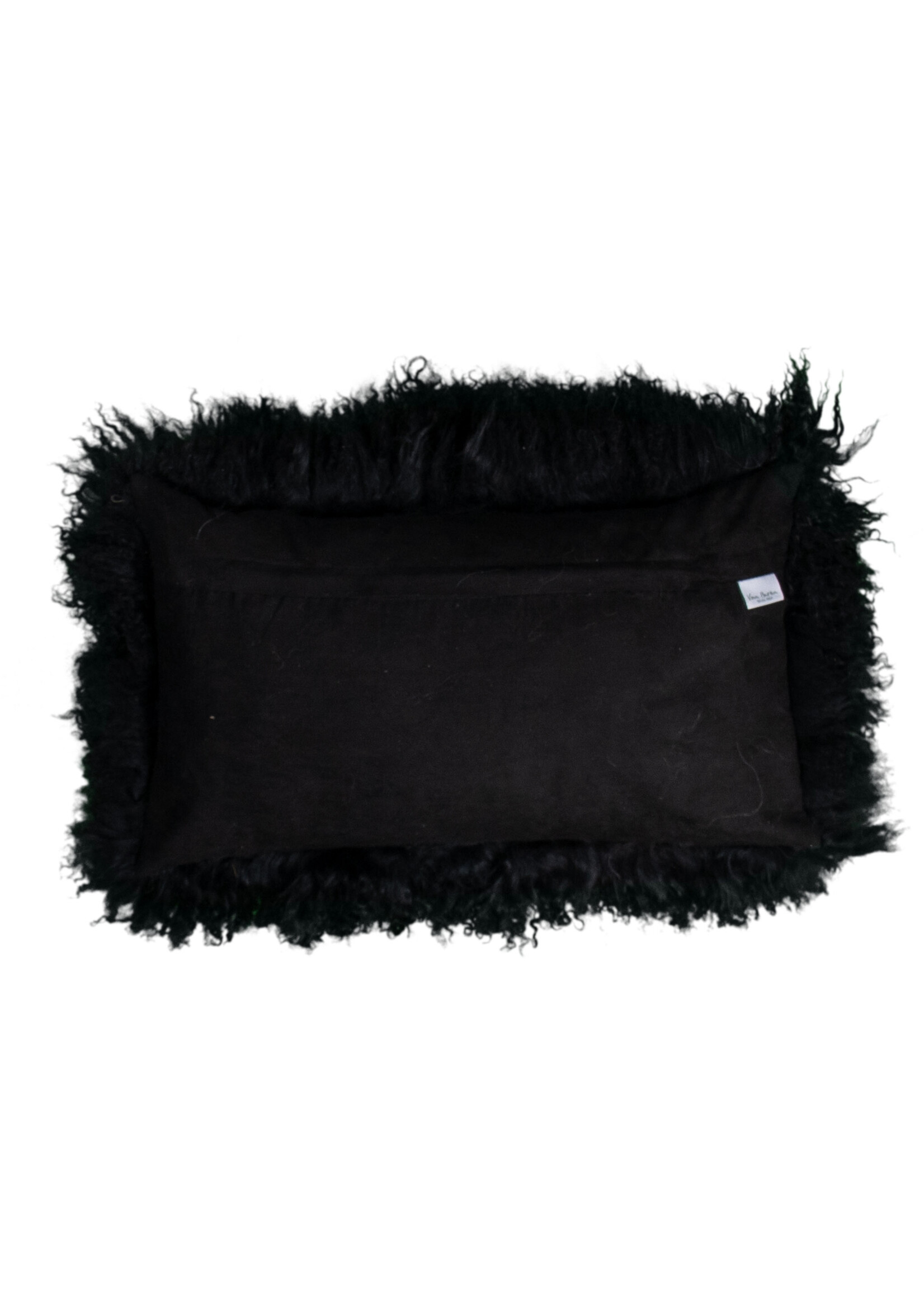 Van Buren sinds 1861 Coussin Peau de Mouton du Tibet - Noir - 30x50cm