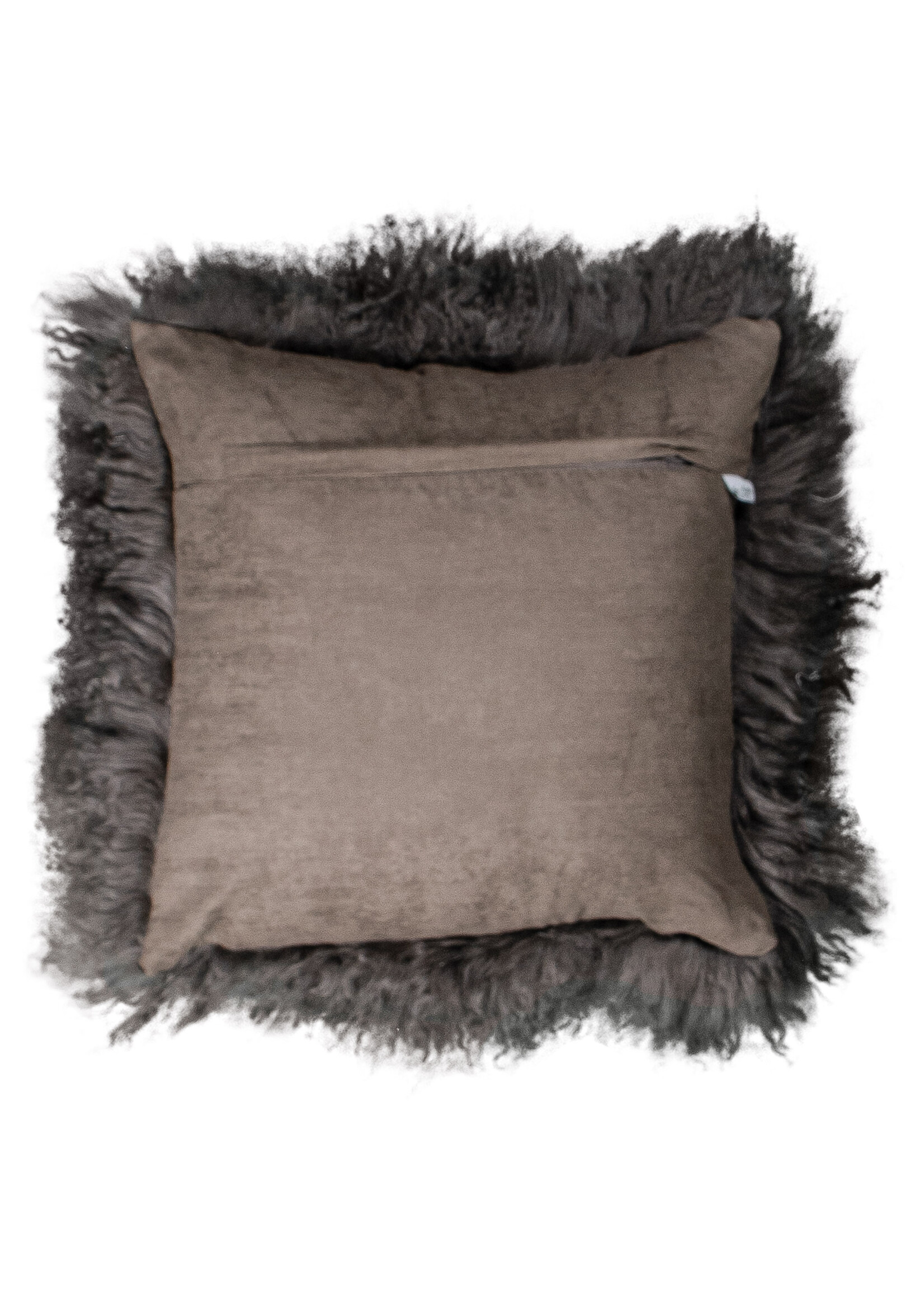 Van Buren sinds 1861 Coussin Peau de Mouton du Tibet - Gris - 45x45cm