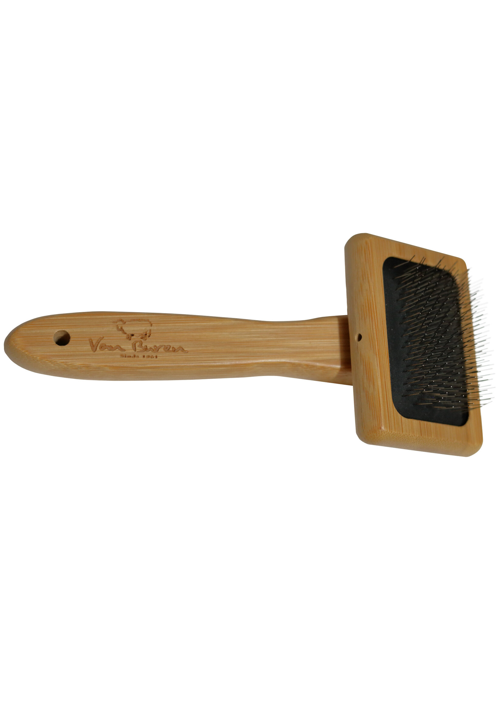 Van Buren sinds 1861 Wool comb for sheepskins made of bamboo wood with iron pins