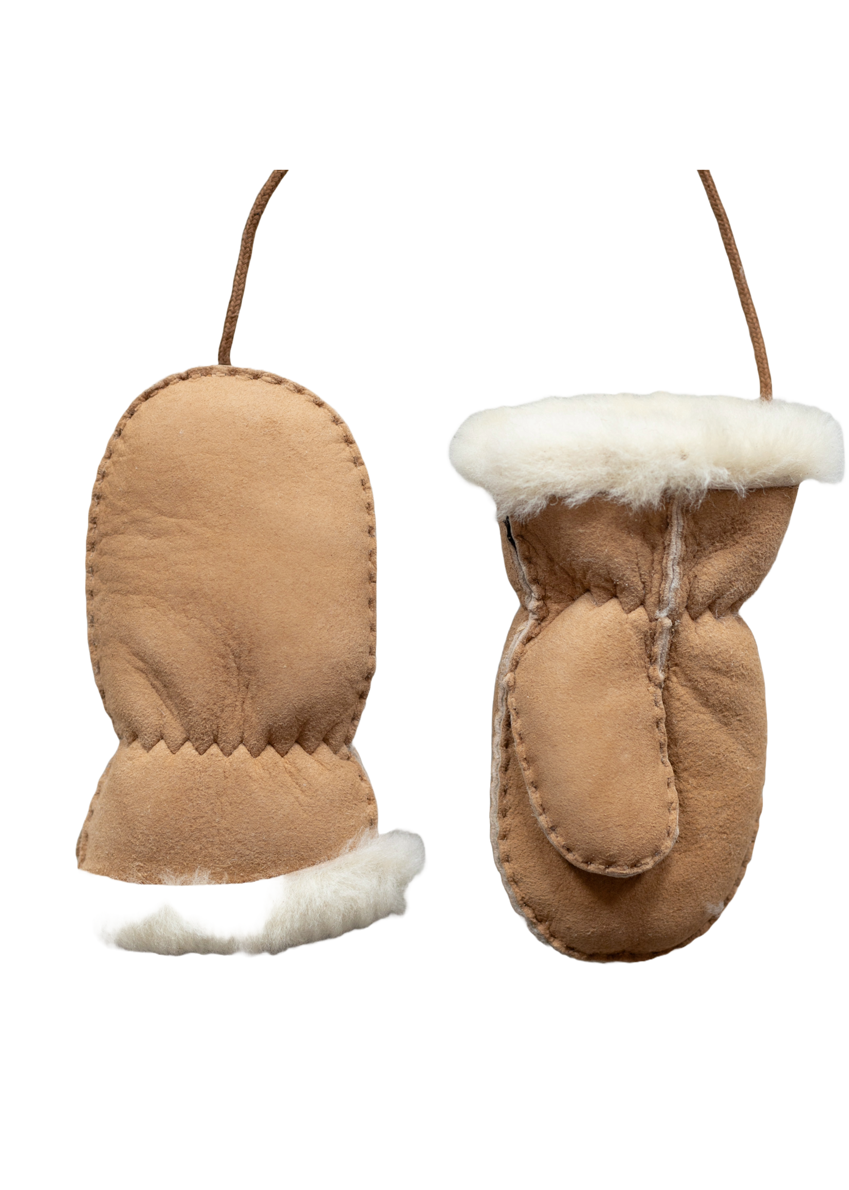 Van Buren sinds 1861 Lamsvacht baby- en kinderwantjes met duim - Camel